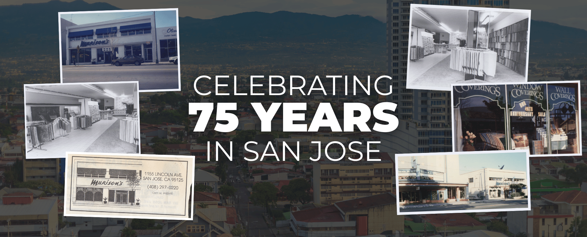 Collage of old images of flooring store to celebrate 75th anniversary